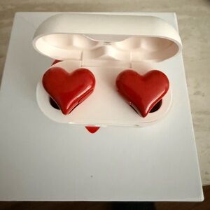 Red Heart-Shaped Wireless Earbuds